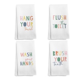 NOQL Decorative Towels Set of 4, Kids Hand Towels, Pink Hand Towels for Girls Bathroom, Dec 1624 Inches