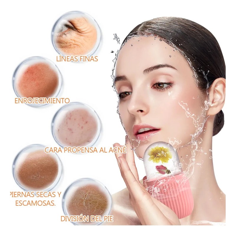 Rodillo Masajeador De Hielo Silicón Facial Cara Cuidado Piel