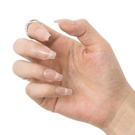 Belleruta French Tip Press On Nails Cat Eye, Ballerina Nude-Pink Glue On Fake Nails, 30 PCS(15 Sizes) Nail Kit