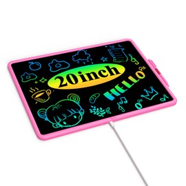 20 Inch LCD Writing Tablet Rechargeable, Colorful Screen with Anti-Lost Stylus, Erasable Doodle Board Toddler Drawing Pad Educational Toys for 3 4 5 6 7 Kids, Homeschool Supplies Pink Color for Girls