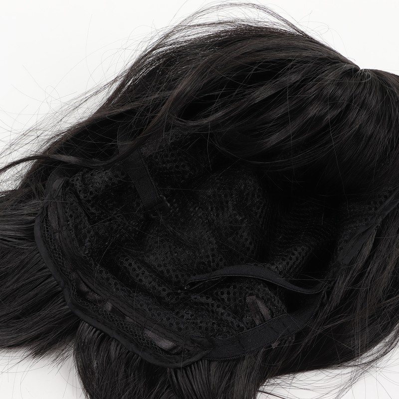 Black Long Double Braid Wig Synthetic Simulated Scalp Heat Resistant