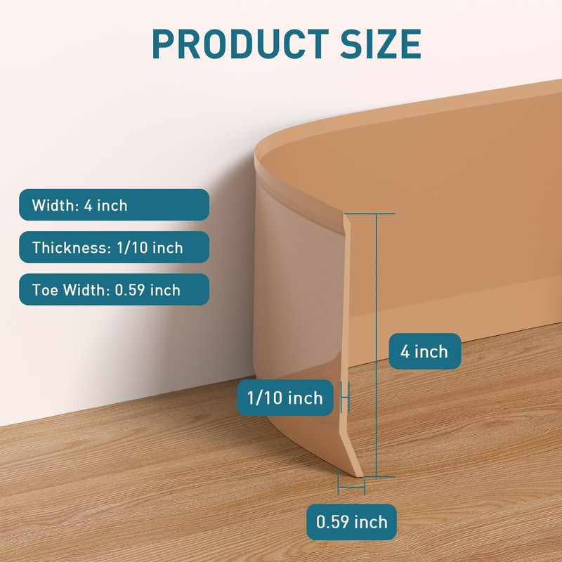 PATTENGO Flexible Baseboard Molding Trim, 4 Inch x 20 Feet