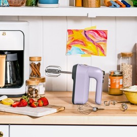 6-Speed Electric Hand Mixer, Lavender - Quiet & Powerful 350W DC Motor For Maximum Blending Power Without All The Noise, Detachable Parts Are Dishwasher Safe For Easy Cleaning