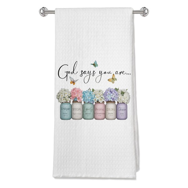 Christian Inspirational Kitchen Towels Hand Towels Dish Towel 16x24,God says
