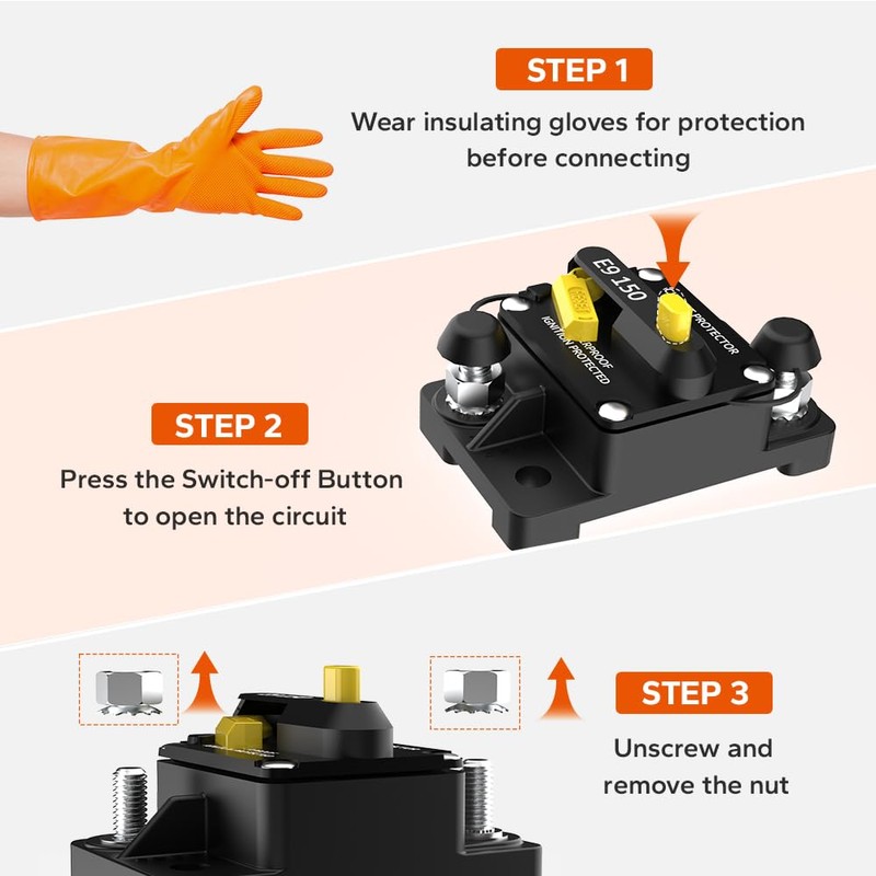 LiTime 150A Switchable Circuit Breaker for LiFePO4 Batteries, Easy to