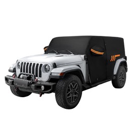 JOYTUTUS Wrangler Cab Covers Waterproof 4 Door for Wrangler JK JL 4 Doors 2007-2025, All-Weather Protection with Zipper Access, UV50+ Windproof Car Cover (Top On/Off Compatible)