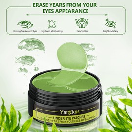 60 Pieces Green Deep Hydration Moisturising Eye Pad Mask, 30 Pairs Green Collagen Hydrogel Anti Ageing Eye Pads, Hyaluronic Acid Eye Mask Remove Dark Circles, Collagen Eye Mask