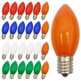 C9 Led Replacement Christmas Light Bulb, C9 Multicolor Led Bulbs for Christmas Outdoor String Lights, E17/C9 Intermediate Base-0.6 Watts, 25 Pack