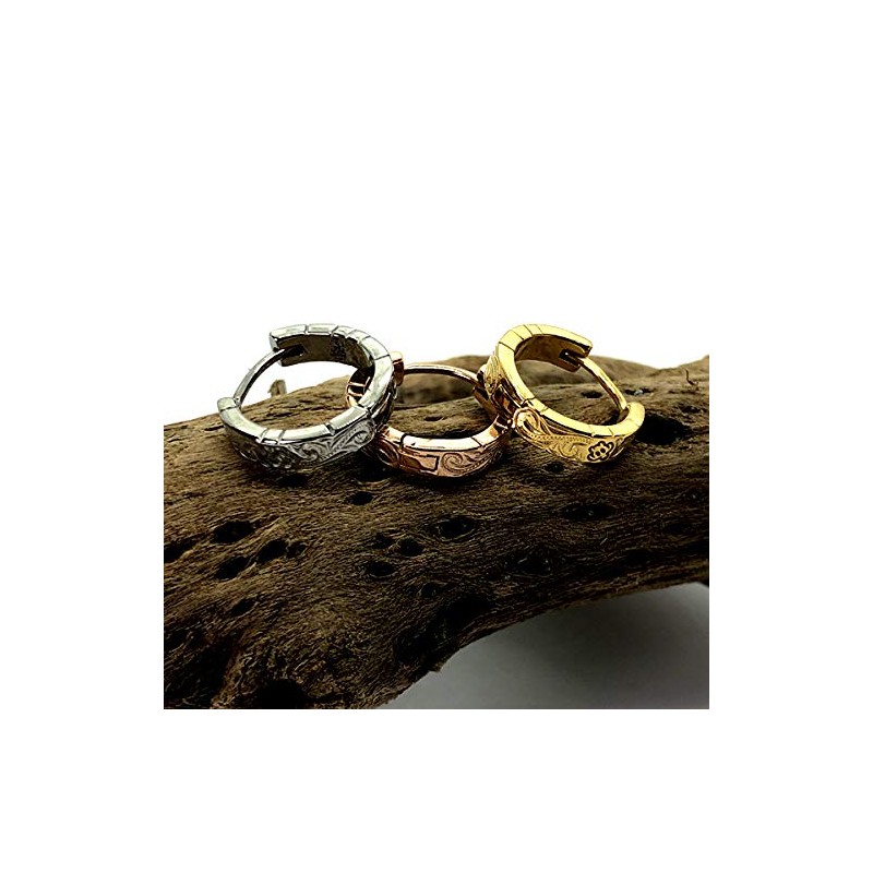 Hawaiian Jewelry Single Ear Women Hoop Honu Scroll Silver