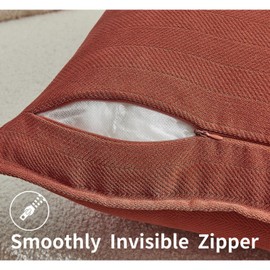 Pillow Covers 45x45 cm Set of 2, Chenille Pillow Covers with Elegant Design, JOMWEN Soft and Luxurious Decorative Throw Pillows for Couch, Bed, Living Room Home (Chenille Rust, 45 x 45cm)