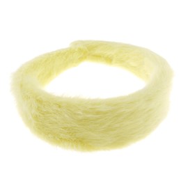 Womens SMALL HEAD Wide Soft Plush Faux Fur Fabric Boho Winter Christmas Birthday Wedding Bridesmaid Party Headpiece Hair Head Headband Alice Band (Lemon, One Size)