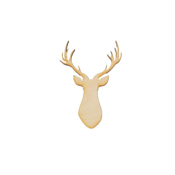 Unfinished Deer Head Wood Cutout Available in a Variety of