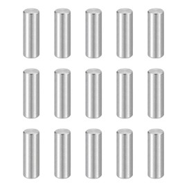 HARFINGTON 15pcs Dowel Pins M4(4mm) x 12mm 304 Stainless Steel Cylindrical Shelf Support Peg Pin Rod Fasten Elements for Metal Devices Wood Furniture DIY Installation, Silver
