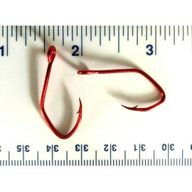 100 Gerry's Tackle 2X Strength Red Chrome Sickle Open Eye Siwash Fish Hooks Size 1