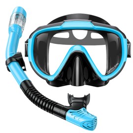 Lealinga Snorkel Set, Panoramic View Snorkel Mask, Anti-Fog Dry Top Snorkel Kit with Travel Bag, Diving Set for Snorkeling Scuba Diving Swimming Travel for Adults Kids Large