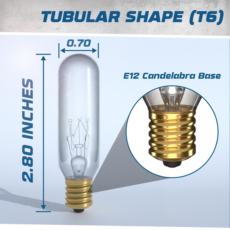 OHBULBS Mini T6 Tubular Incandescent Light Bulb (12-Pack) 25W Bulbs,