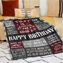Joyloce Happy Birthday Gift for Man Blanket 60"X50", Funny Bday Party Decorations, Birth Day Presents for Him, Friends, Grandpa, Dad, Husband Throws, Regalos De CumpleañOs para Hombres