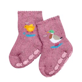 FALKE Unisex Baby Duckling Stopper Socks Non-Slip Nubs Breathable Sustainable Cotton 1 Pair, Pink Rose 8620