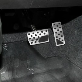 SHENKENUO Fit For 2011-2021 Jeep Grand Cherokee Silver Gas & Brake Pedals Cover Pad AT 2P