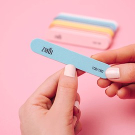 ZMOI Professional Mini Nail File – 12 PCS Stylish - Practical Fingernail File Pack for Natural and Acrylic Nails 100/180 – 3.5 x 0.6-inch Emery Boards