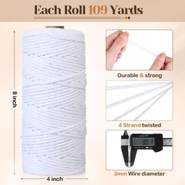 Wesnoy 12 Rolls Macrame Cord, 3 mm x 1308 Yards Natural Cotton Twine, Colored Macrame String, Colorful Cotton Rope for DIY Crafts Knitting, Artworks, Wall Hanging, Plant Hangers (Bright Color)