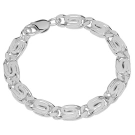 NKlaus Men's Bracelet 925 Sterling Silver 22 cm S Curb Chain Diamond-Coated 12292, Sterling Silver