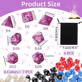 Liekadijiae 48-Piece Polyhedral Dice Set, Multi-Sided Acrylic Throws, DND Dice, Table Game Dice D4 D8 D10 D12 D20, Table Game Dice for Dungeons and Dragons Pathfinder DND RPG MTG
