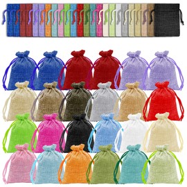Alethron Jute Bags Small Pack of 24 Bags for Filling 21 Colours Fabric Bag with Drawstring Fabric Bags 9 x 7 cm Small Bags Cotton Bags Jute Bags Linen Bags for Jewellery Wedding