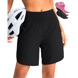 Pantalones cortos de ciclismo 4D acolchados para mujer, con bolsillos con cierre, cintura alta, para ciclismo, equitación, bicicleta
