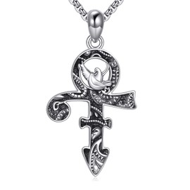 MONGAS Prince Symbol Necklace Sterling Silver Dove Pendant Prince Symbol Jewelry for Women