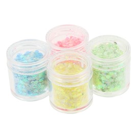 OHPHCALL Metallic Iridescent Glitter Sequins 4 Bottles Luminous Glitter Powder Nail Flakes for Acrylic Nails Charm s for Art