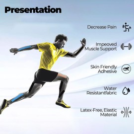 LiangMai Kinesiotapes Pre-Cut - 40 Precut Kinesiology Tape (Each 25 cm x 5 cm) 40 Strips 2 Rolls (5 cm x 5 m) Sports Tapes Blue + Blue Kinesiotape, Professional Physio Tape Skin-Friendly Sports Tape