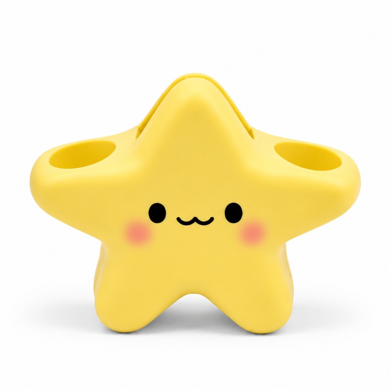 Star-Shaped Toothbrush Holder for Bathroom Organization – Cute Face Design