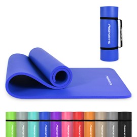 MSPORTS Thick Yoga Mat Premium Non Slip – Extra Comfortable Exercise Mat for Home Workouts, Pilates, Stretching & Gym – Cushioned NBR Foam, Yoga Mat with Strap, for Women & Men (Blue, 74.5 x 40 x 0.6 in)