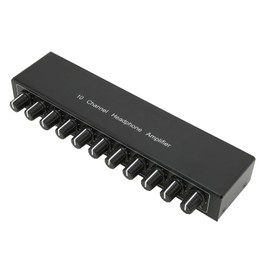 Headphone Amplifier, Aux Mini Jack TRS, 3.5 mm Input 1 in 10 Out Audio Amplifier, Headphone Splitter for Studio and Stage (100 240V)