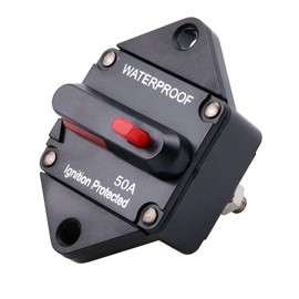 RKURCK 50 Amp Circuit Breaker,12V-48V DC Waterproof with Manual Reset for Auto Truck RV Marine,Panel Mount (50A)
