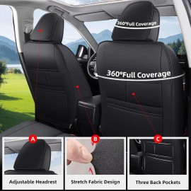 JX Car Front Row 2-Seat Covers Faux Leather Protector Pad For 2019-2024 Toyota RAV4