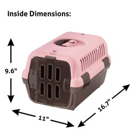 Richell: Pet Travel Carrier II - Small Pink - Dog & Cat Transporter, Collapsible Design for Storage, Small Pets Up to 11 lbs, Latches to Seat Belts