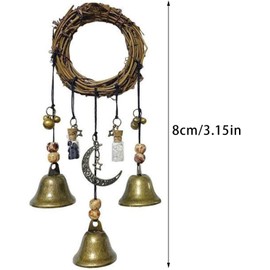 Sysow Handmade Hanging Witch Bells Protection Door Hangers Witch Wind Chimes Wreath Magic Wind Chimes Pendant for Home Door Craft Decor