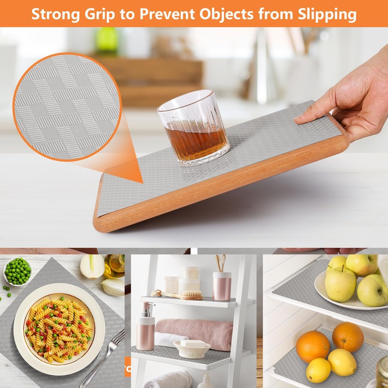 Light Gray Shelf Liners for Kitchen Cabinets Refrigerator Liners Waterproof
