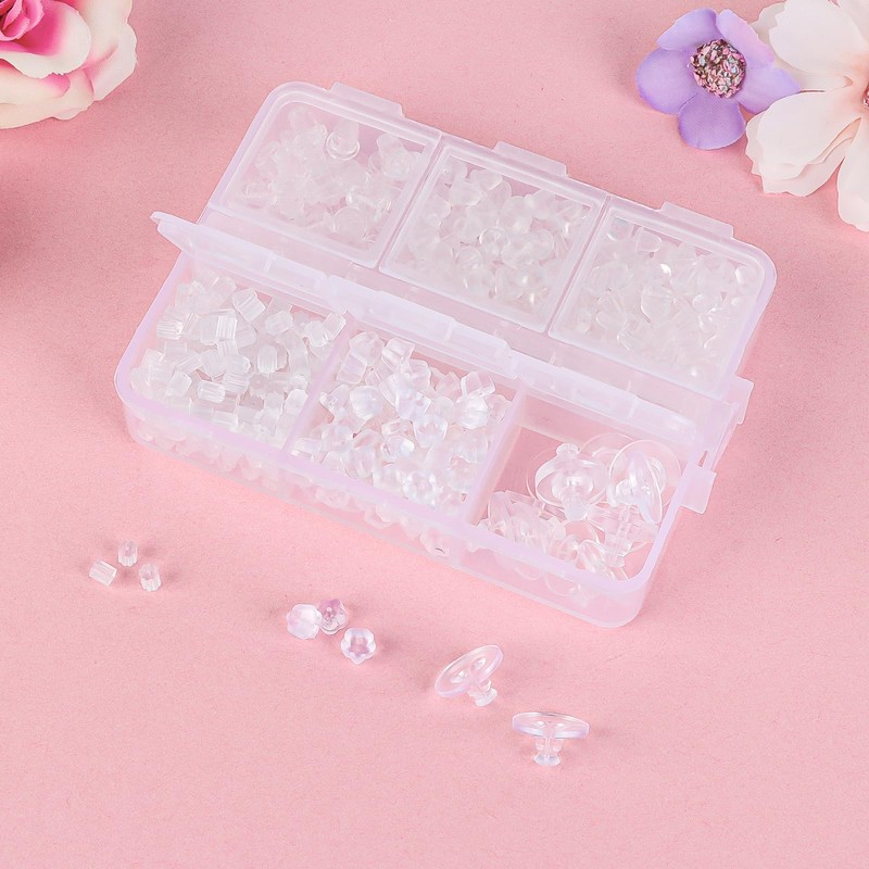 BIDEX 600 PCS Clear Silicone Backs for Studs and Droopy