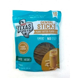 HEB Texas Pets Dental Sticks, Peanut Butter Flavor, Large, 18 Count, 15.6 oz