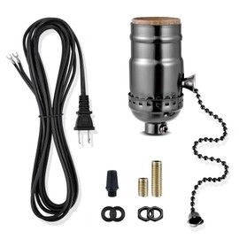 Lamp Repair Socket Kit,Pull Chain ON/Off Switch Socket for DIY Lamp with 8 feet Matching Cord and Essential Hardware, Table Lamp Rewiring Kit for Vintage Lamps or DIY Lighting Fixtures (Black)