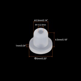 sourcing map 20Pcs T Shape Conical Rubber Grommet Mount Dia 3.5mm ID 1.5mm H 4.5mm Transparent Seal Protection Cable Grommets Flexible for Cable Pipe