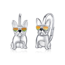 French Bulldog Earrings 925 Sterling Silver Cute Puppy Bulldog Earrings Animal Jewelry Gift for Daughter Girlfriend