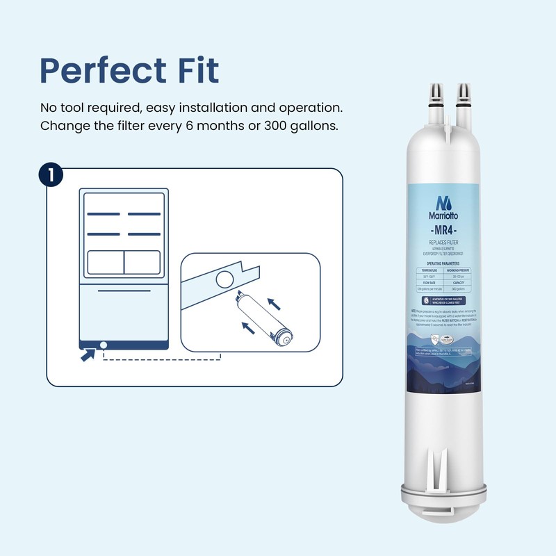 MARRIOTTO MRW4 Refrigerator Water Filter Compatible with EDR3RXD1, 4396841, 4396710,