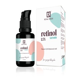 BETT Royal Needs Retinol 2.5% SERUM with VIT C & E,HYALURONIC & GLYCOLIC Acid for Anti-Aging 30(ml) Premium Pack