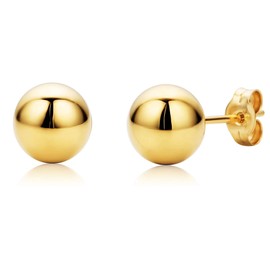 14K Yellow Gold Ball Stud Earrings, 8mm