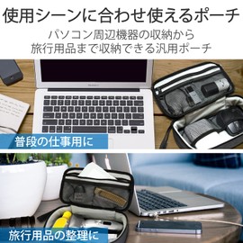 Elecom BMA-F01XBK Travel Pouch, Gadget Pouch, Back-in-Back, Travel, Business Trip, Storage, Small Items, Black