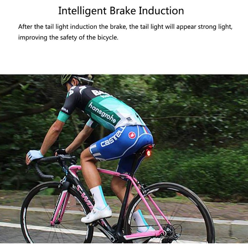 Intelligent Bike Taillights,Red LED Brake Taillight,USB-C Charging Smart Sensing Rear